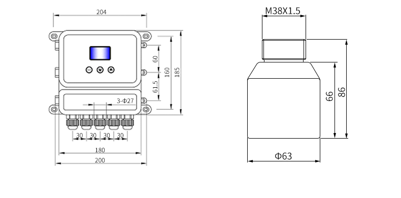 MIK-DFG超聲波液位計(jì)尺寸2